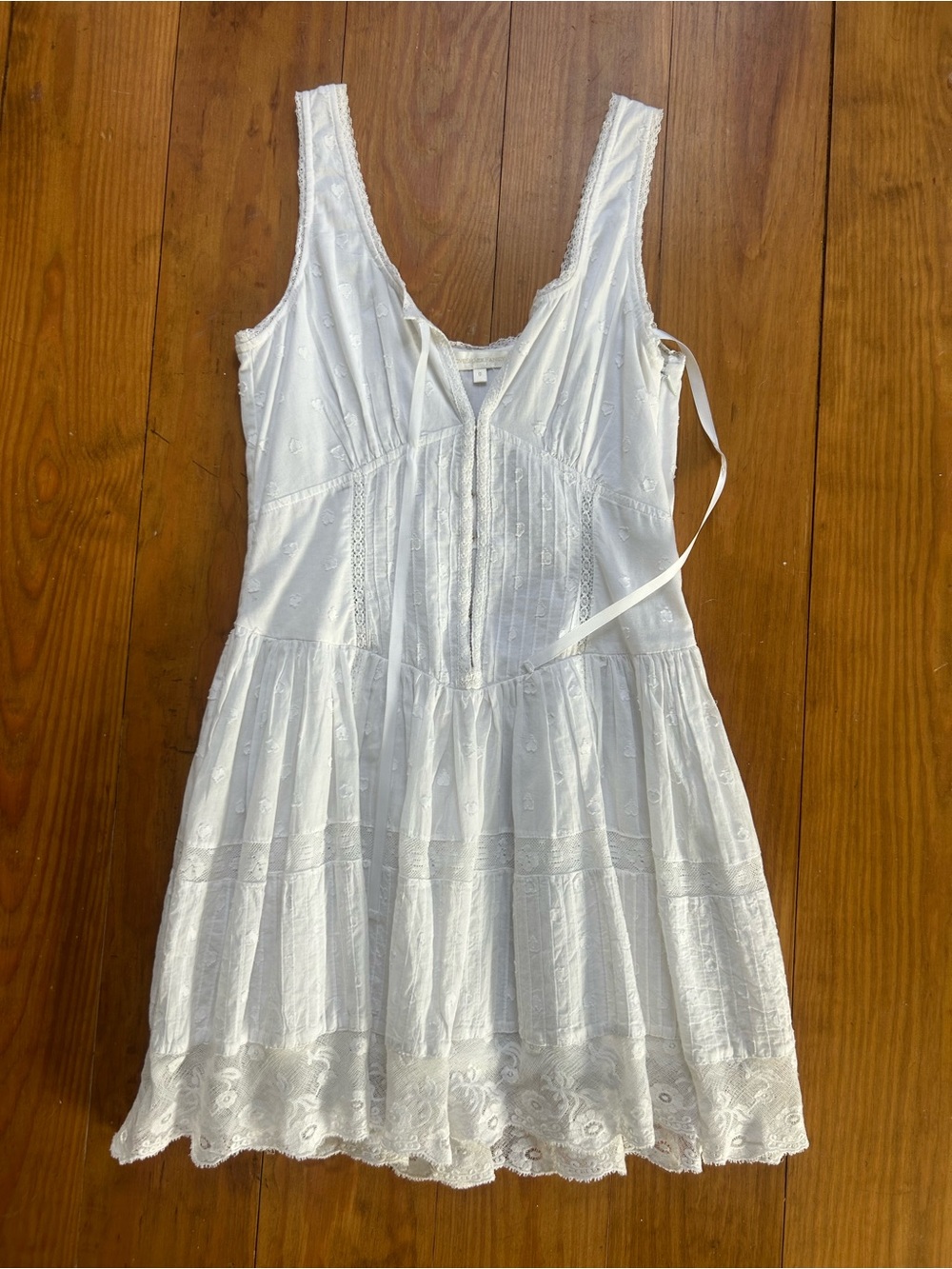 LoveShackFancy White Eyelet Mini Dress